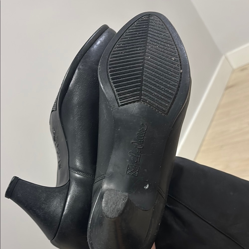 Black Heeled Boots with Tapered Heel and Rounded Toe - Picture 11 of 12